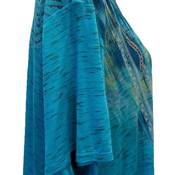 Avenue Women’s Multicolor V-Neck Tie-Dye Beaded Blouse, Size 30/32 - Picture 6 of 13